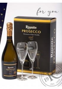 Riunite Prosecco Spumante Brut Gift Black 0,75l 11% + 2x sklo