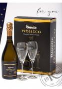 Riunite Prosecco Spumante Brut Gift Black 0,75l 11% + 2x sklo